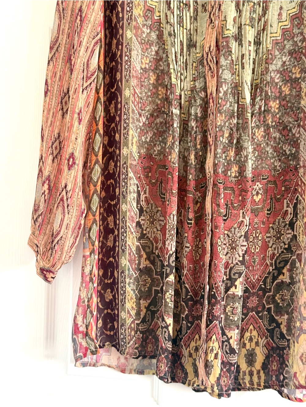 Soft Surroundings Sheer Boho Printed Long-Sleeve Tunic Top - Multicolor XL - Picture 6 of 8